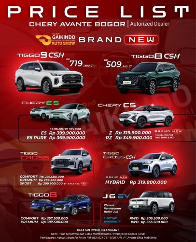 Pricelist Harga Chery pangalengan 2025